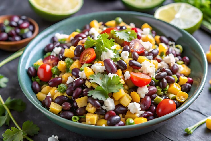 Black Bean Salad with Corn, Avocado & Lime Vinaigrette.